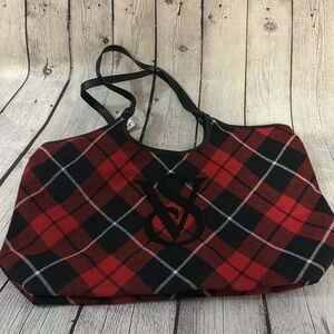 Victoria Secret NWT Red and Black Plaid Tote